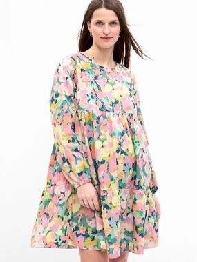 NWT Gap Maternity Floral Tiered Dress Cottagecore Babydoll ~ Size M